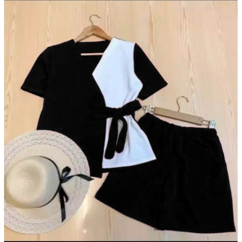 STELAN MARSHANDA STELAN MARS (PENDEK) PAKAIAN WANITA ONE SET 66-BLACK PENDEK