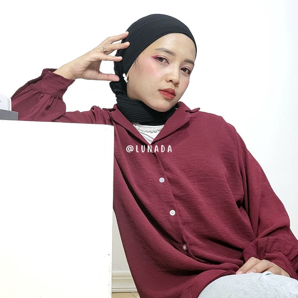 Kemeja Basic Oversize Crinkle Atasan Wanita Airy/ Kemeja Bassic Oversize Krinkle Premium Airy