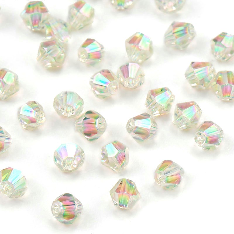 120 pcs Shiny AB warna 4mm Kristal Bicone Beads Glass Beads Longgar Spacer Beads