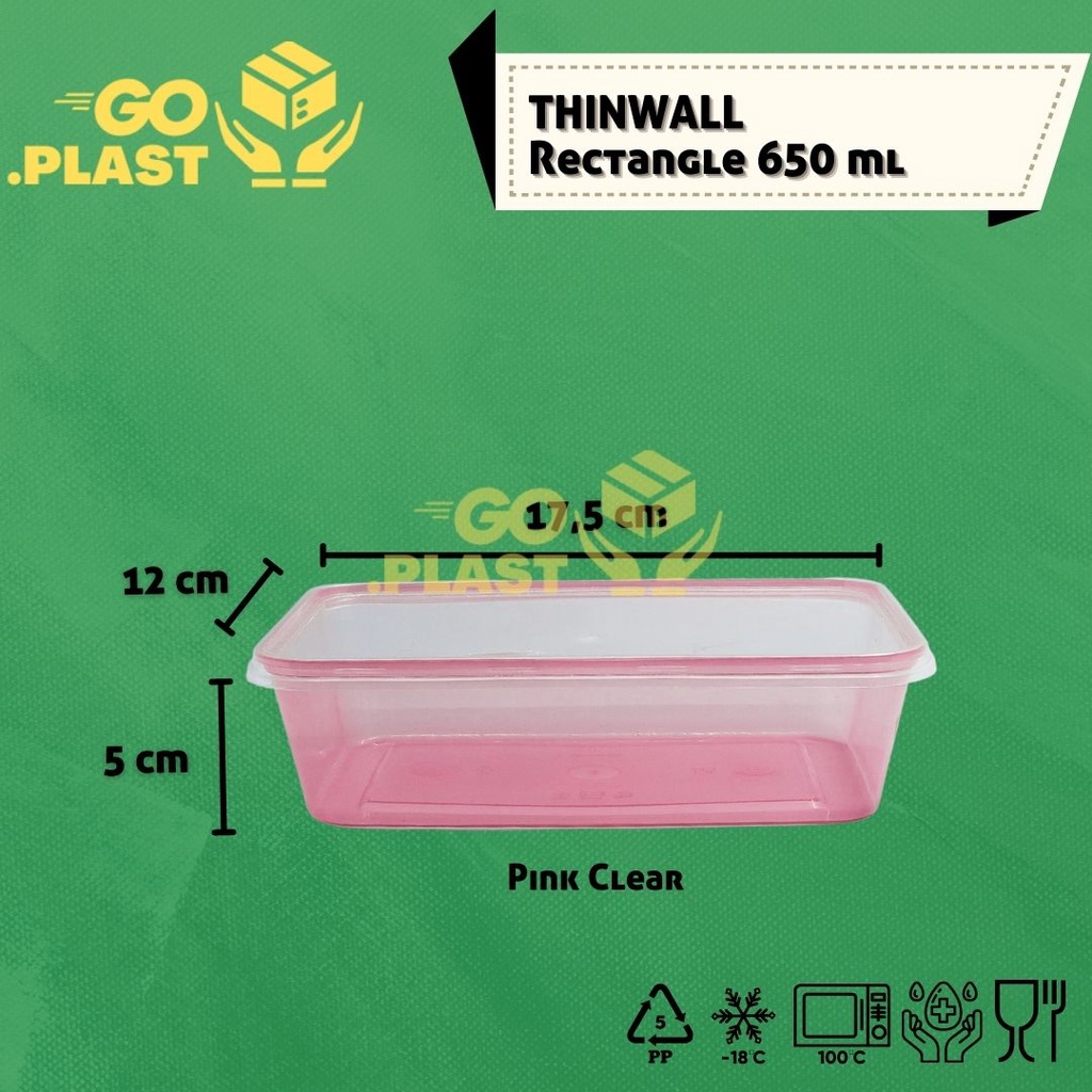 THINWALL 650 ML WARNA / KOTAK MAKAN PLASTIK 650 ML WARNA 12 PCS