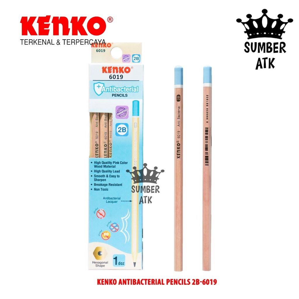 

KENKO PENCIL 2B-6019 ANTIBACTERIAL PENCIL / PENSIL ANTI BAKTERI DOZ / PENSIL KAYU