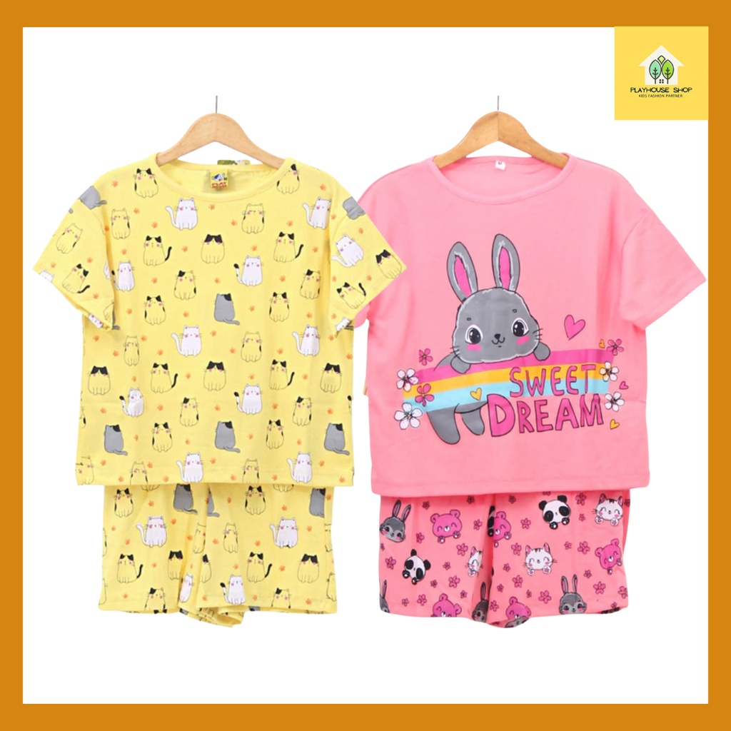 Kaos Setelan Anak Perempuan 10 Tahun / Setelan Anak Cewek Motif Kartun Kualitas Import