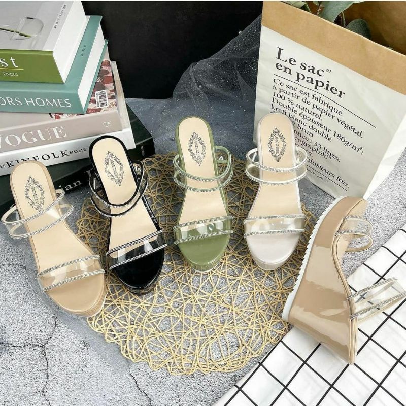 Sepatu Wanita 9878 - Sandal Wanita Wedges - Sepatu Import - Sandal Pesta