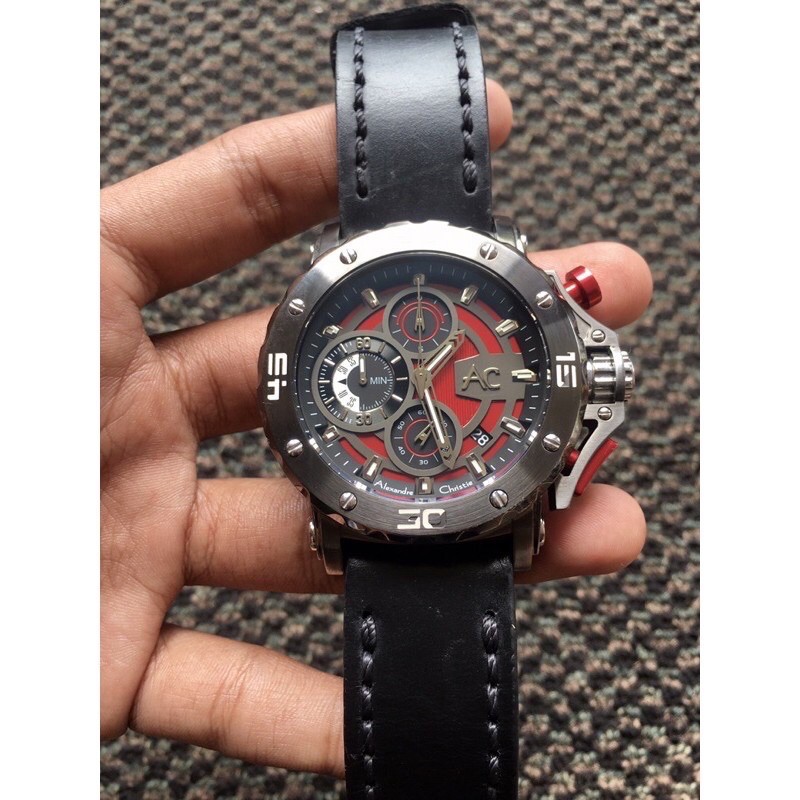 Bekas / Second / Preloved Jam Tangan Pria Fashion Chronograph ORIGINAL Alexandre Christie AC 6412 MC