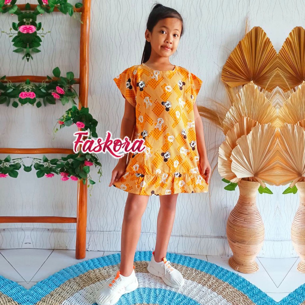 Dress Anak Perempuan 7 8 9 Tahun Dress Bali Anak anak Dress Rayon Anak Murah Mickey Mouse