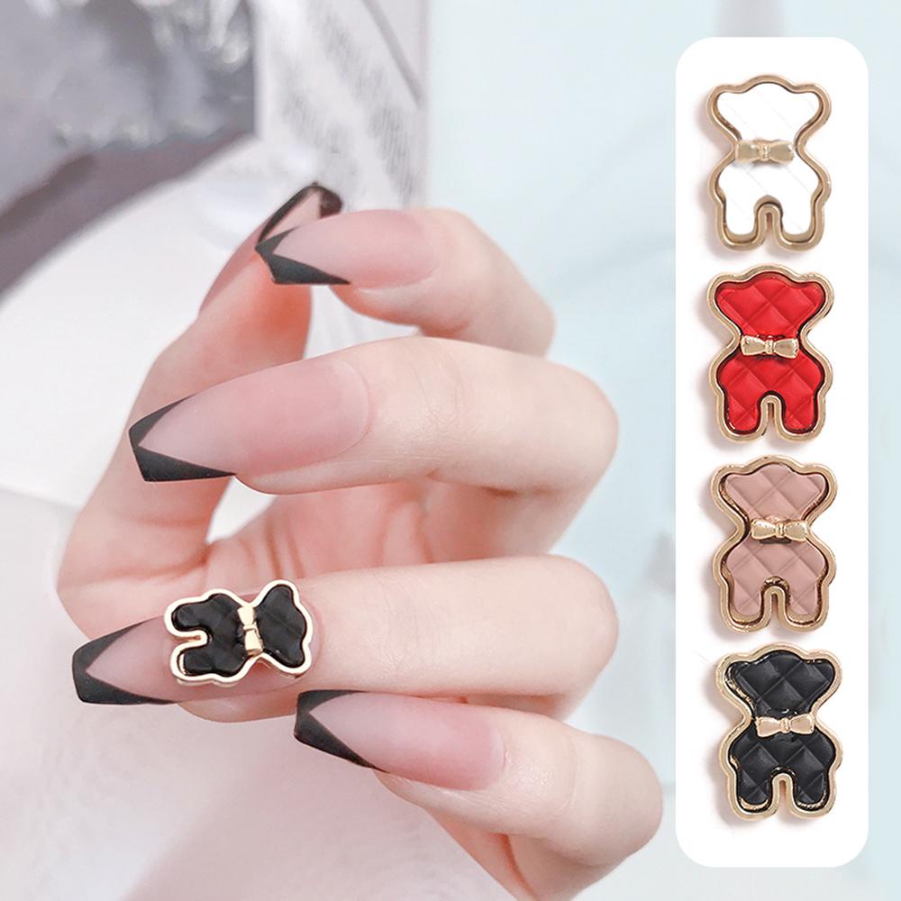 NEEDWAY 3d Beruang Dekorasi Kuku Lucu Kotak-Kotak Dasi Kupu Beruang Manicure Jewelry DIY Nail Art