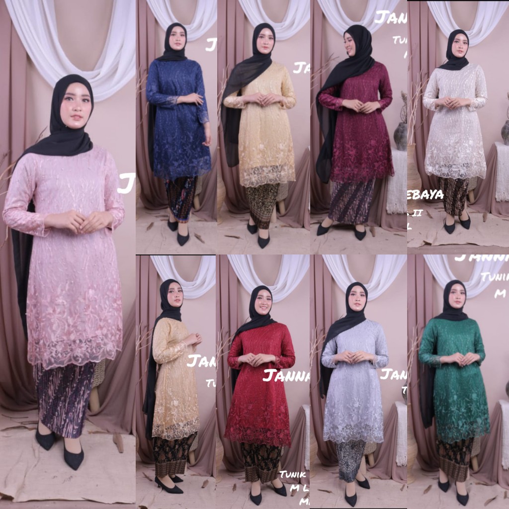 Kebaya Tulle Tunik Padang 2 Stelan Rok Plisket