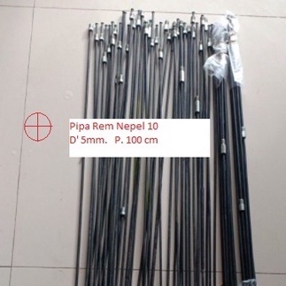 Pipa selang Minyak Rem Besi Nepel 10 Diameter 5 mm Panjang 100 cm harga per1 pcs