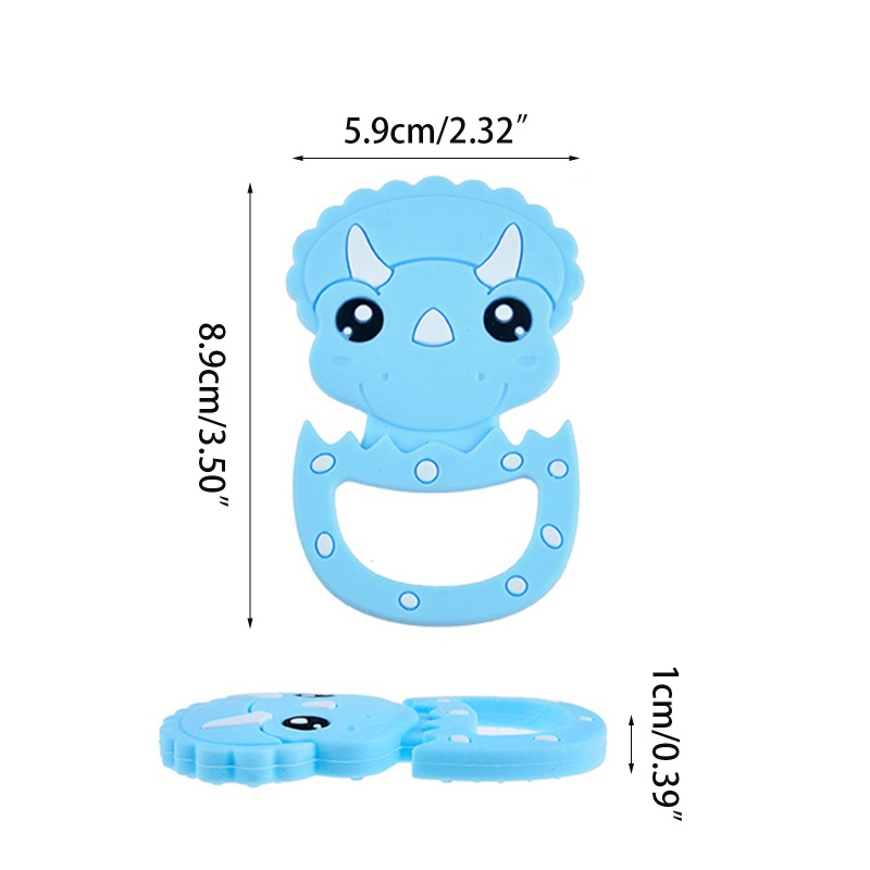 Mary Mainan Teether Bayi Bentuk Kartun Dinosaurus Bahan Silikon Food Grade BPA Free