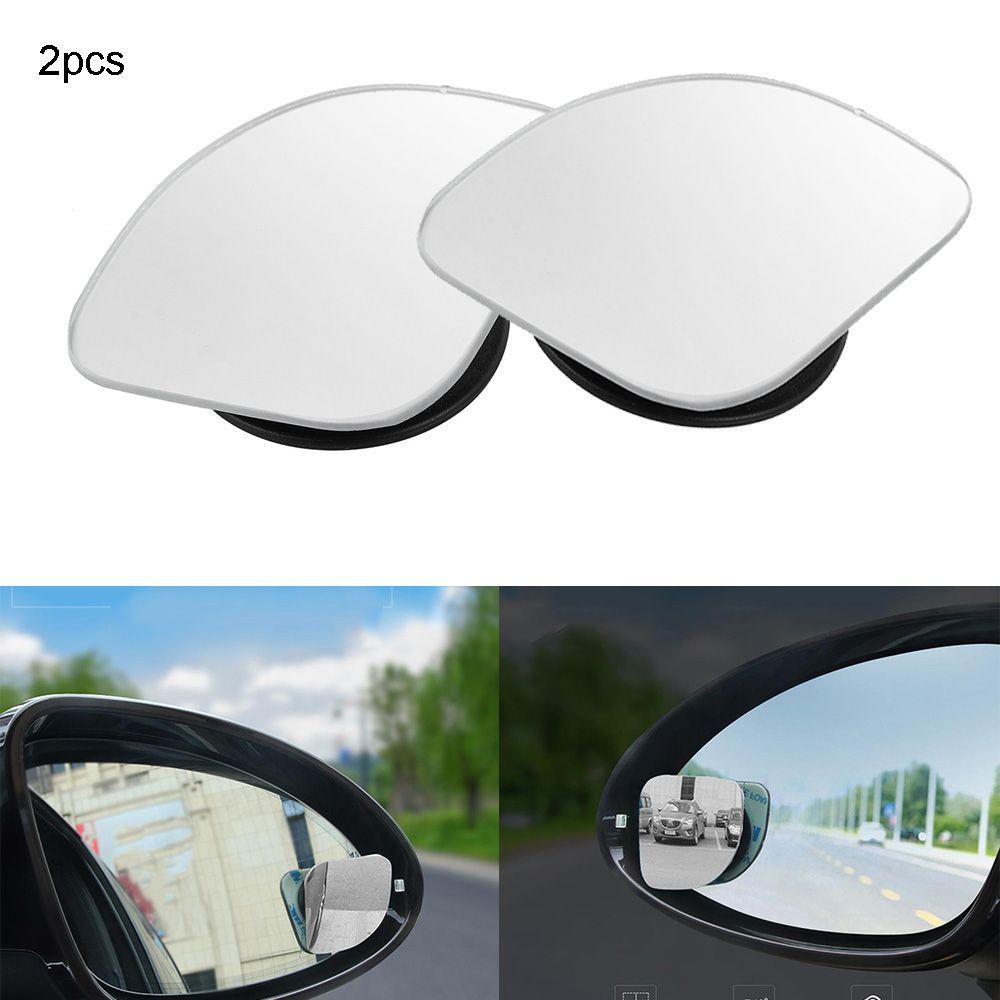 Top 2Pcs Cermin Blind Spot Untuk Tampilan Belakang Parkir Wide Angle Adjustable Rotasi 360derajat