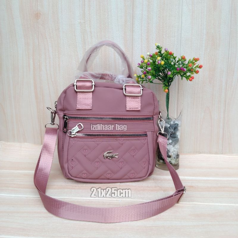 Tas slempang cibao 3ruangterbaru bahan motif bordir ukuran 21x25cm