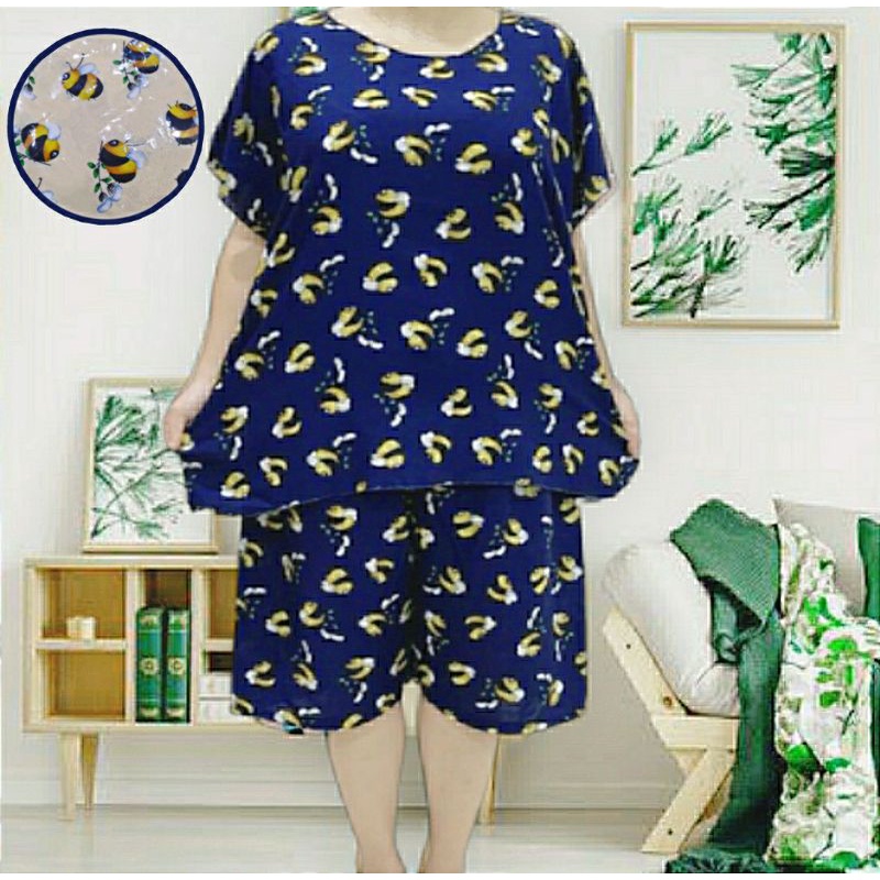 setelan celana 3/4 jumbo wanita one set rayon wanita one set jumbo wanita setelan wanita celana 3/4 super jumbo bahan rayon high quality