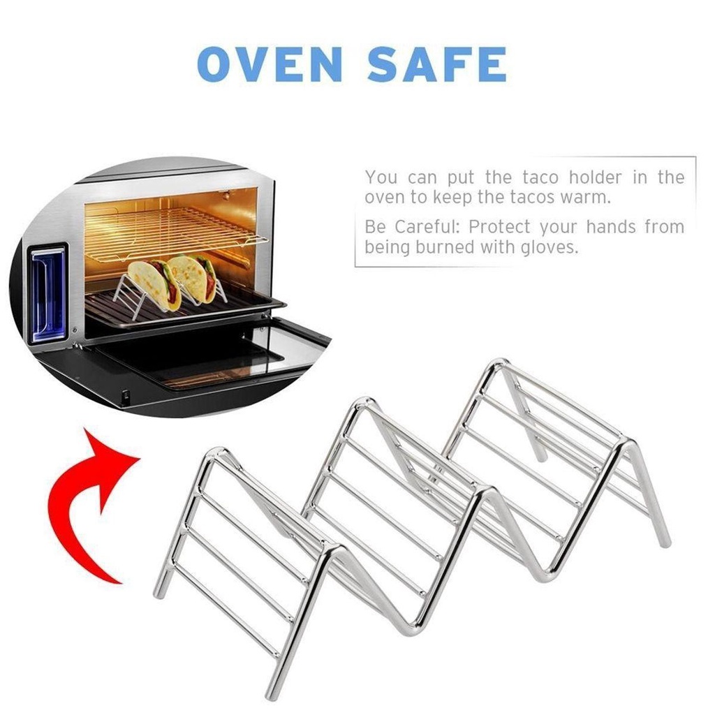 Quinton Taco Holder Bentuk Gelombang Chic Stainless Steel Dapur Restoran Oven Cuci Piring Aman Rak Pizza