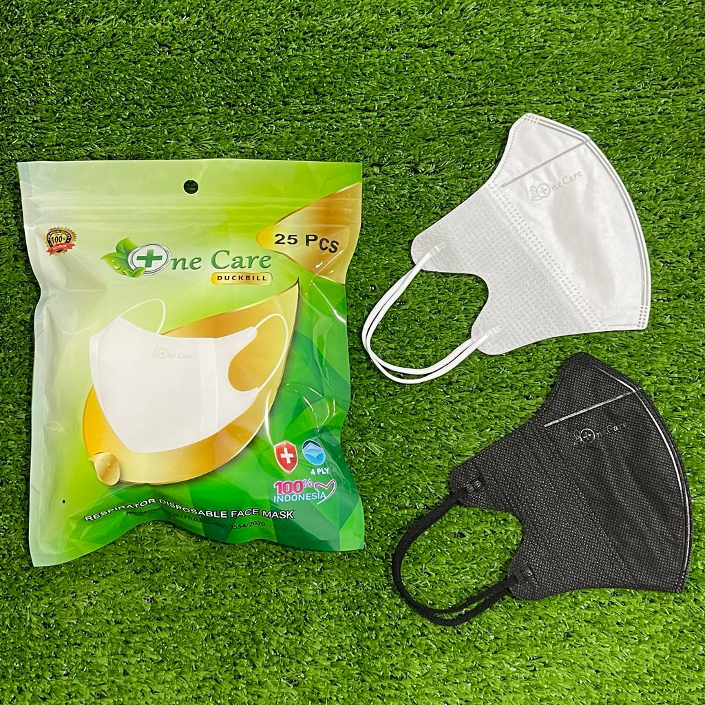 MASKER DUCKBILL 4PLY ONECARE EMBOSS ISI 25PCS SACHET ZIPLOCK