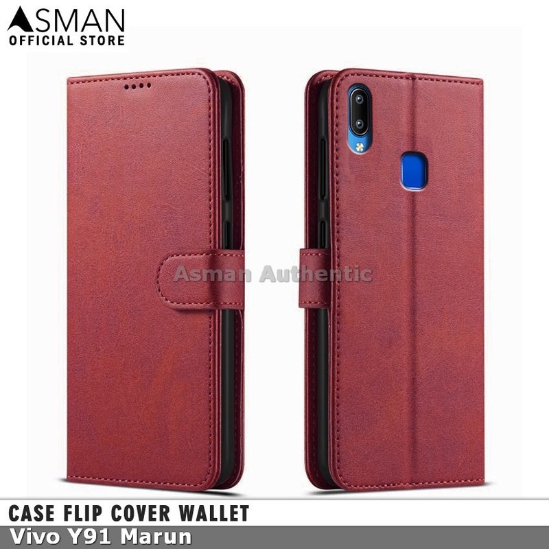 Asman Case Vivo Y91 Leather Wallet Flip Cover Premium Edition