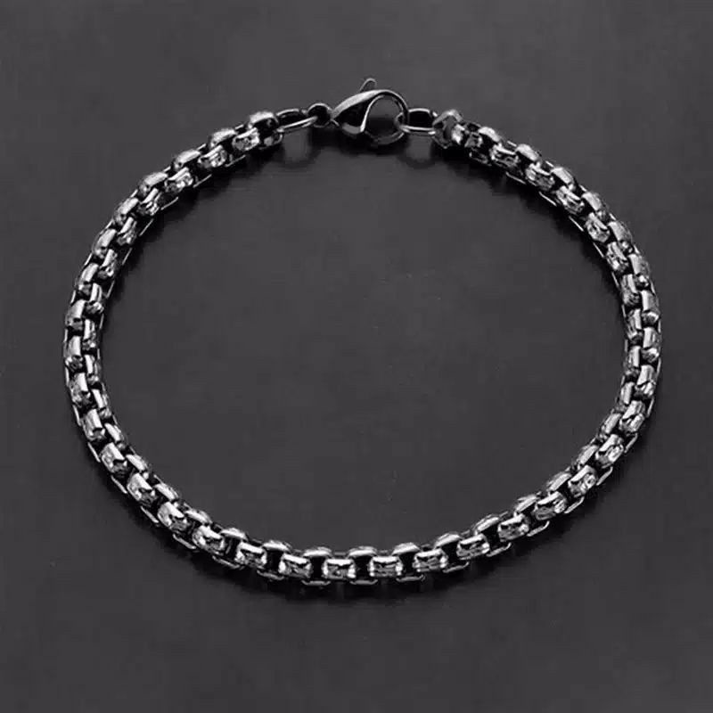 gelang rolo titanium silver termurah pria dan wanita