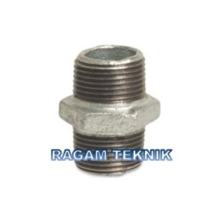 Double Nipple 1/2" 0,5 inch Dobel Nipel Nepple Nepel Besi Galvanis 2 Drat Luar Fitting Pipa