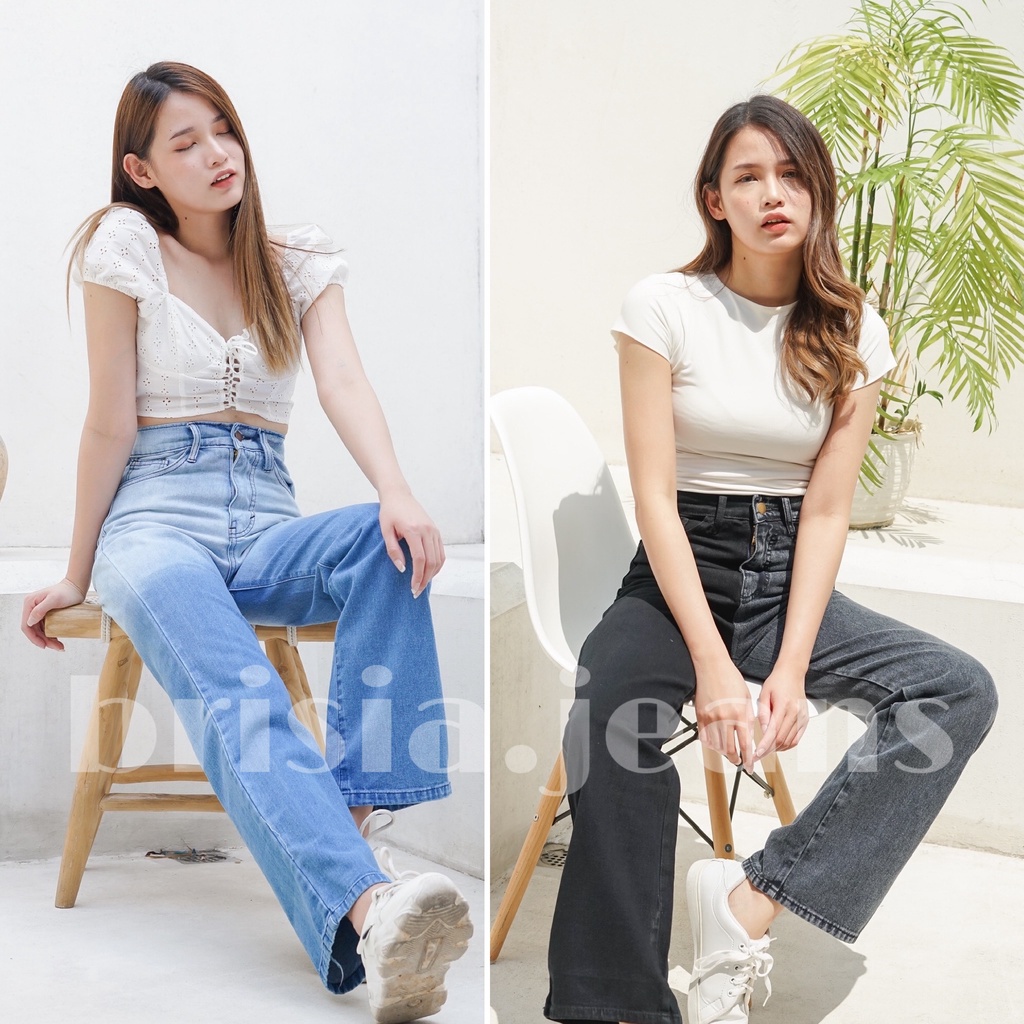 [SIZE 27-34] WENDY Boyfriend Cullote Jeans (Highwaist) - Two Tone - Ombre / Boyfriend Loose