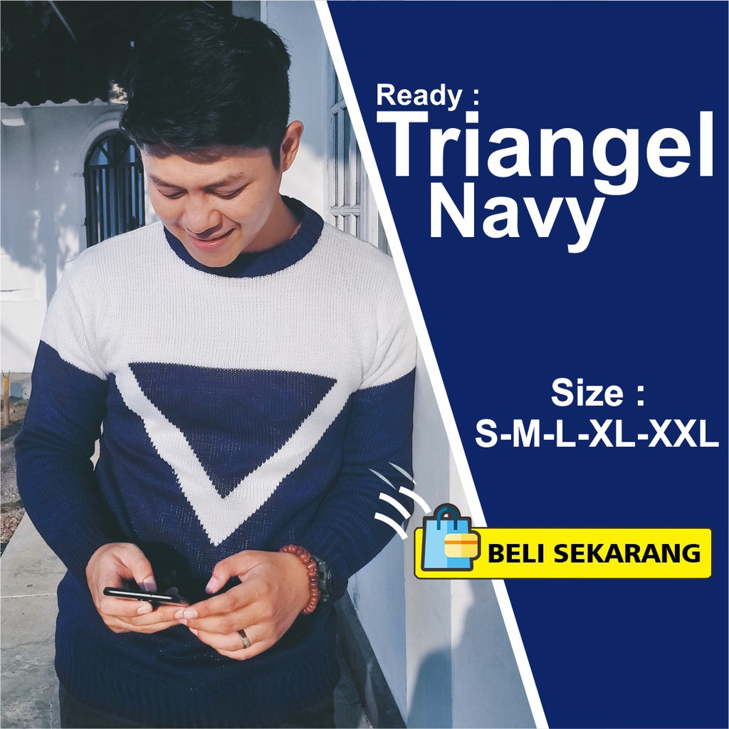 Atasan/Baju rajut Premium S M L XL XXL XXXL 4XL Triangel Navy Maroon Grey Jumbo Sweater Rajut Pria
