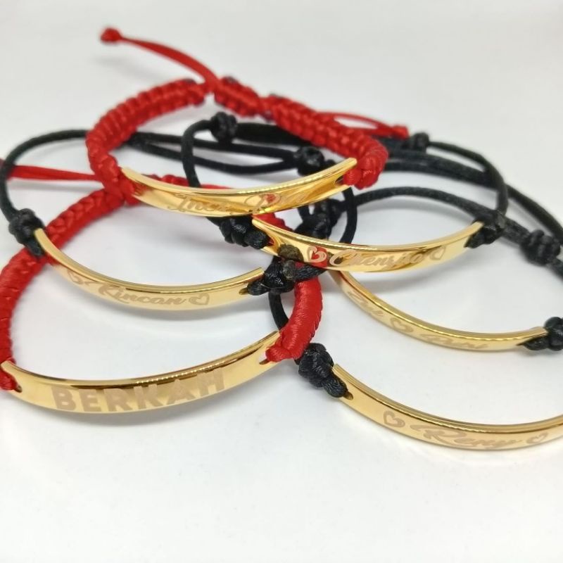 Gelang Nama Custom Plat Rajut Emas Asli Serifikat