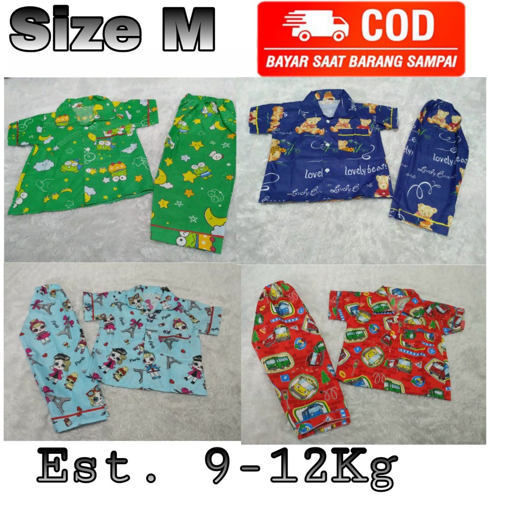 PIYAMA ANAK BAJU TIDUR ANAK MURAH SIZE M L DAN XL ESTIMASI UMUR 1-5 TAHUN PART 3