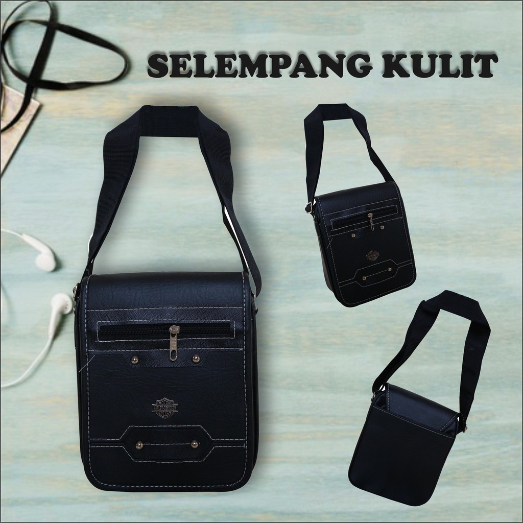 PROMO CUCI GUDANG Selempang Kulit Tanggung Cowok Hitam Slingbag Slempang Pria Laki Laki Murah Bagus