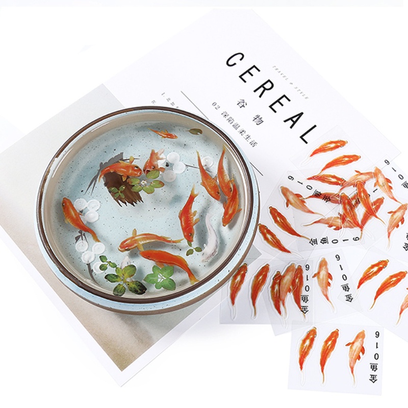 SIY  10Pc 3D Real Goldfish Clear Film Sticker For Resin DIY Painting Jewelry Making