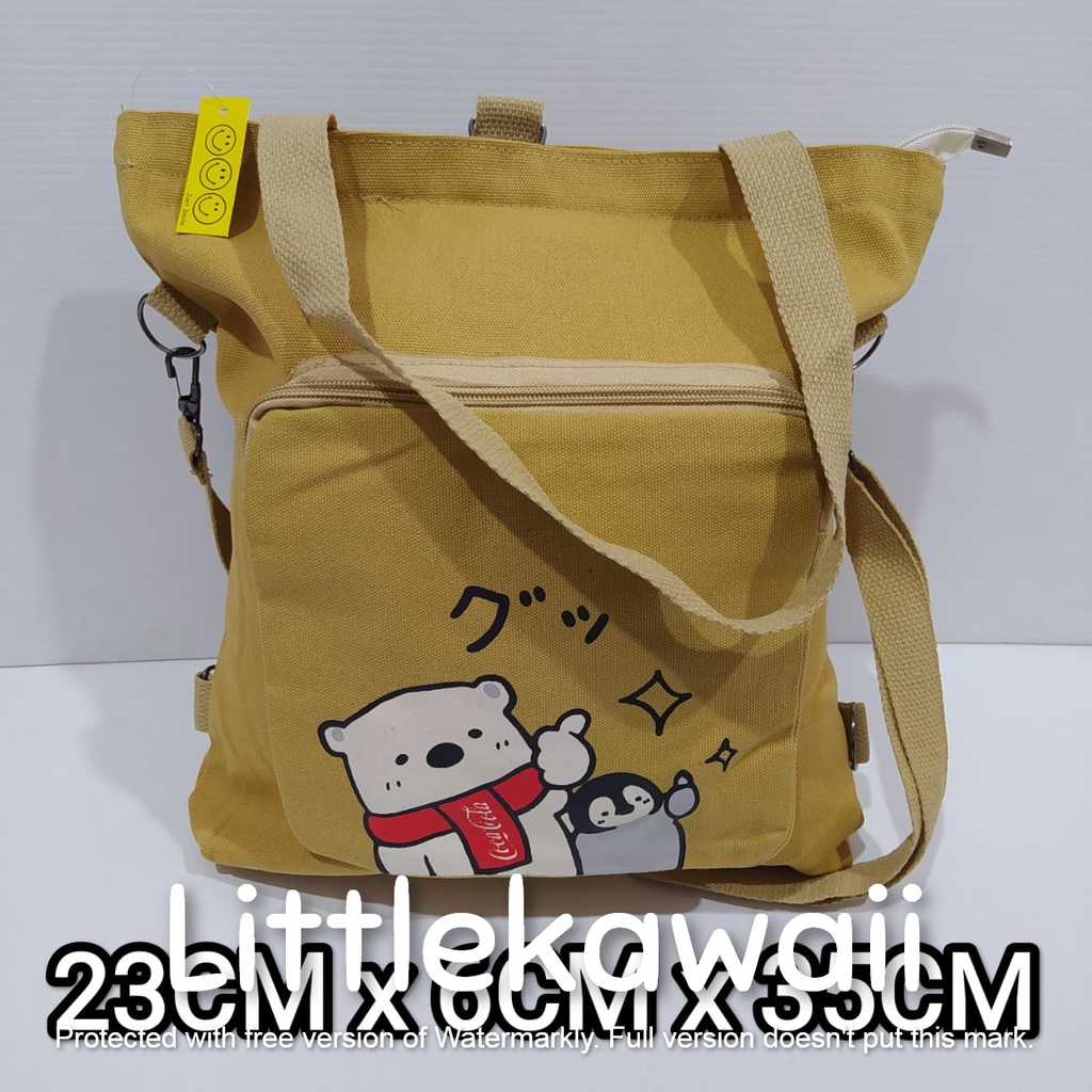 LK/Tas Totebag Tenteng Slempang Sekolah Fashion Wanita Remaja Korean Style Quotes Motif Cute Import