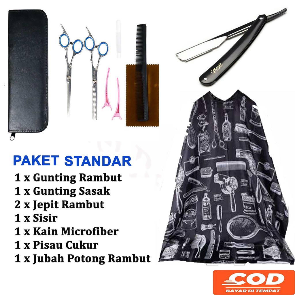 [COD] Paket Alat Cukur Rambut Gunting Rambut Gunting Sasak Set Potong Rambut Lengkap Salon Barbershop Profesional Kirei Beauty-PAKET STANDAR