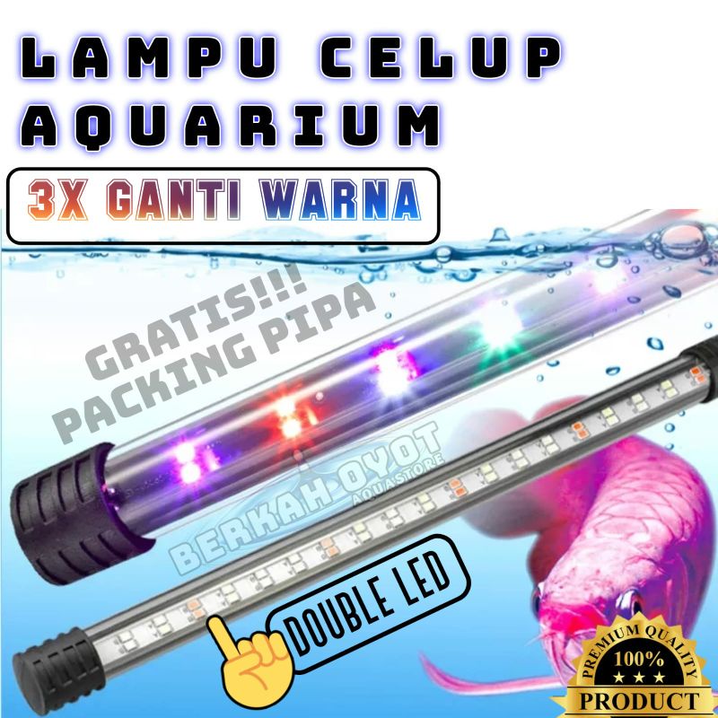 LAMPU CELUP AQUARIUM 3 MODE WARNA 60 80 100CM SAKKAI PRO DOUBLE LED