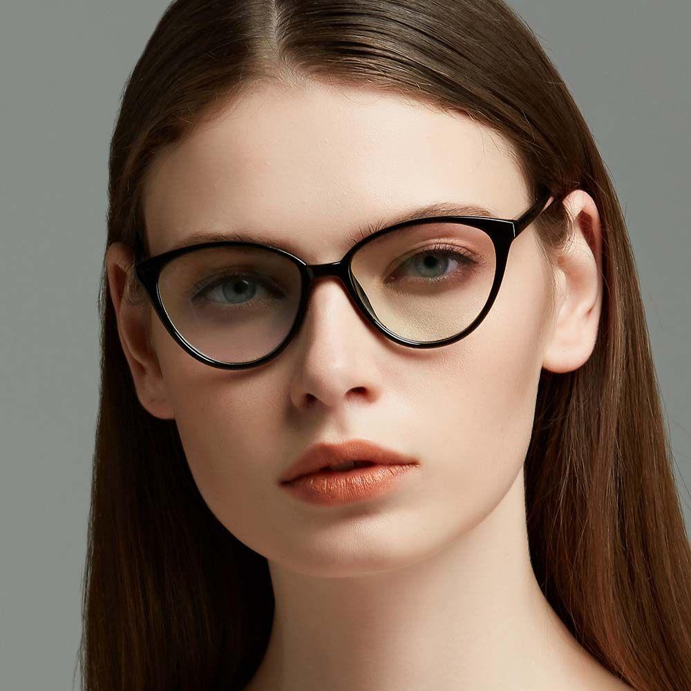 Mxbeauty Kacamata Wanita Fashion Hitam Kacamata Cermin Datar Transparente Square Eyeglasses Cat Eye Shaped Glasses Frame