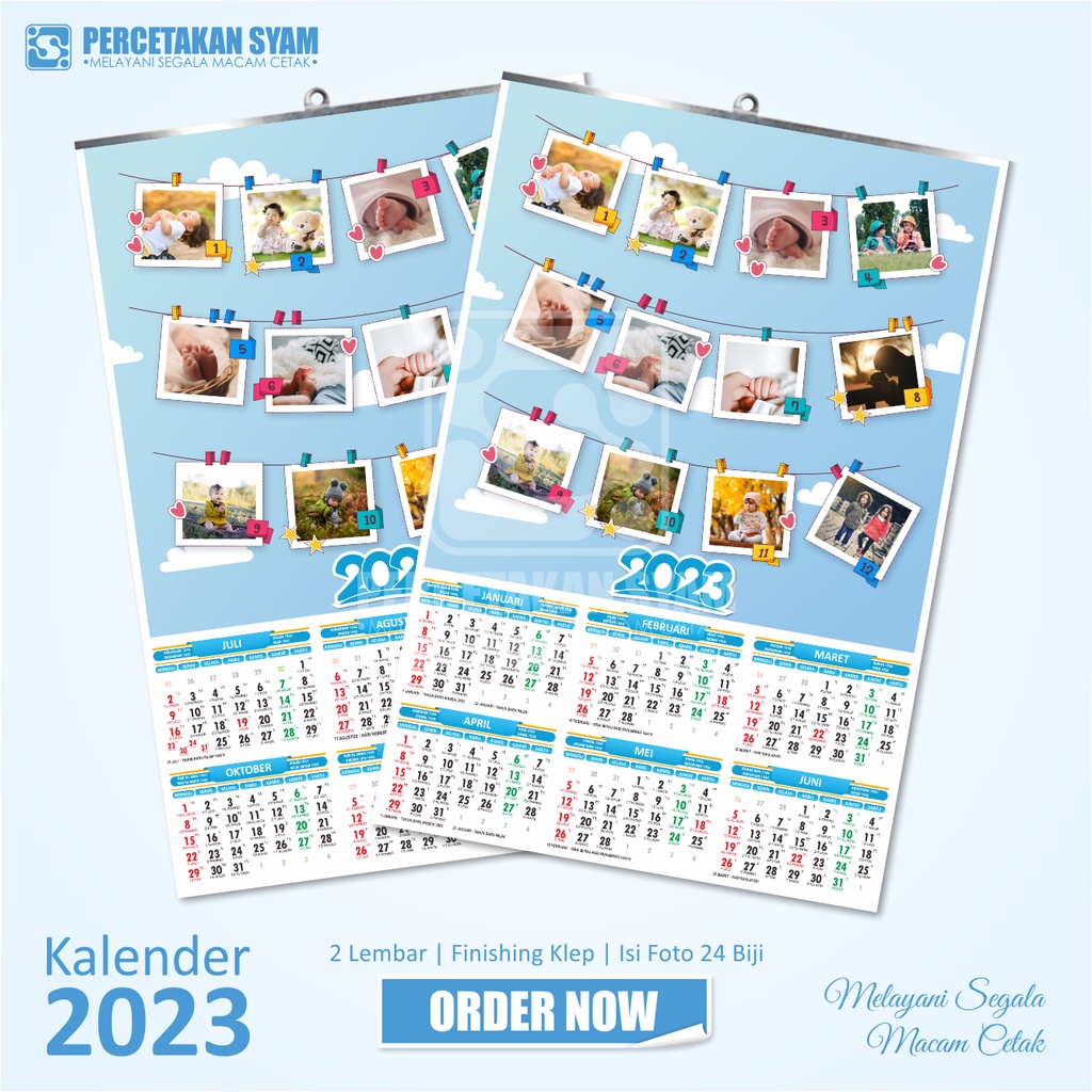 

syam Kalender dinding A3 tahun 2025 2 lembar klep custom foto sendiri