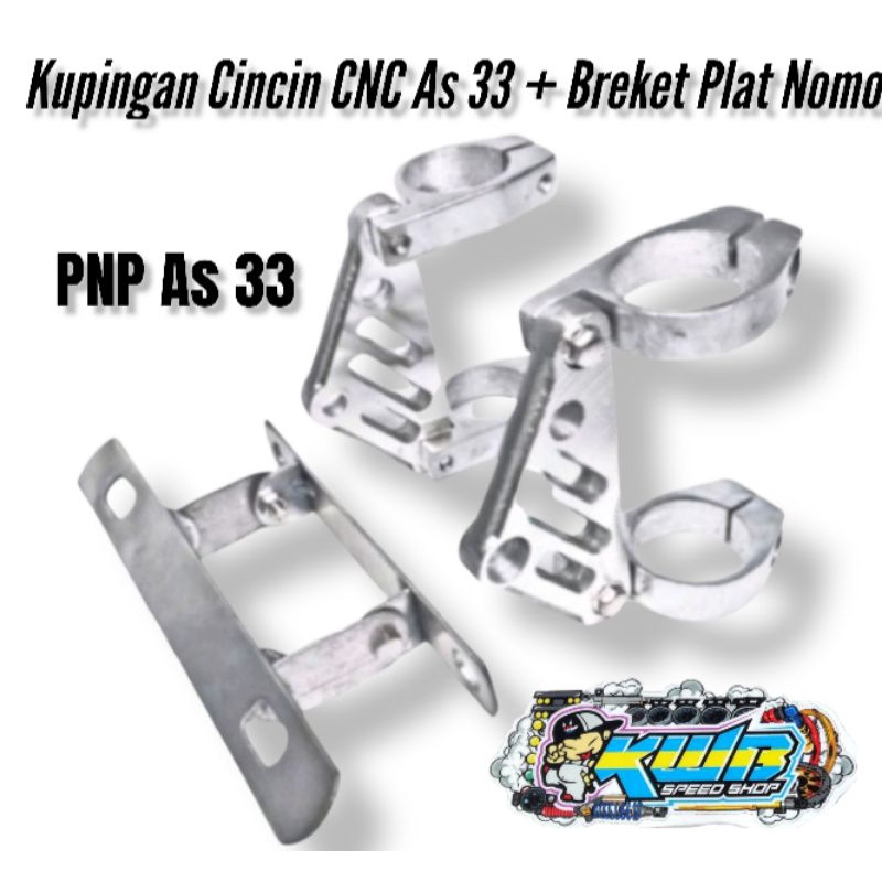 kupingan cnc set dudukan plat nomer pangkon breket lampu depan pesek cb gl tiger rx king vixion as 31 33 braket bracket cincin almunium cnc