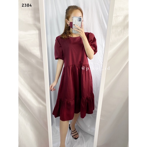 dress korea / vintage dress /  casual dress katun / dress busui wanita / dress lengan balon