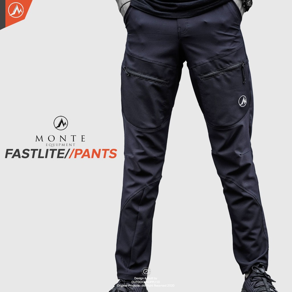 MONTE EQUIPMENT FASTLITE PANTS - BLACK - Celana Water Repellent - UNISEX - Celana Panjang