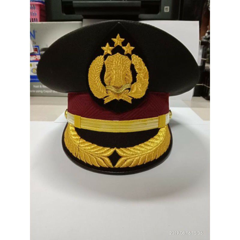 topi pet polisi pamen, topi pet PDH POLISI perwira lis padi kapas