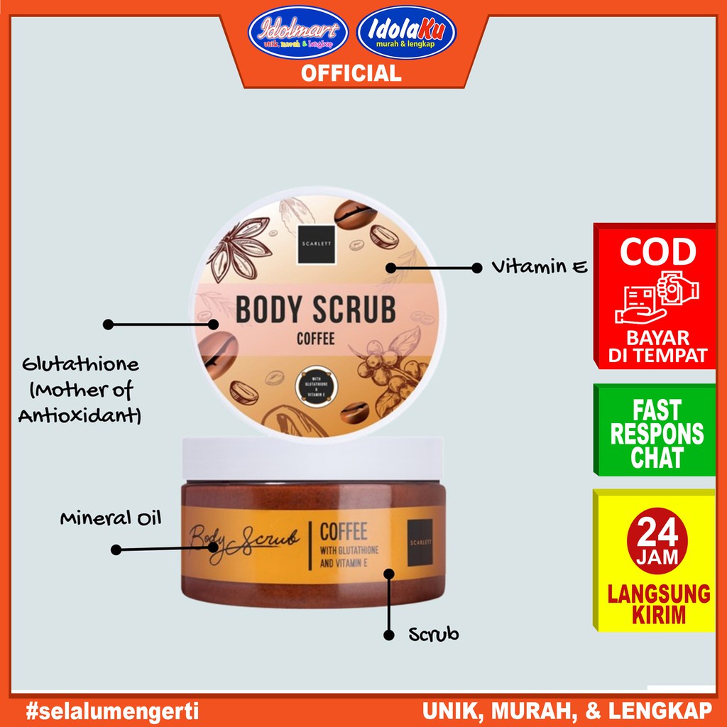 IDOLAKU Scarlett Whitening Body Scrub Coffee 250ml / Lulur Pemutih Kulit