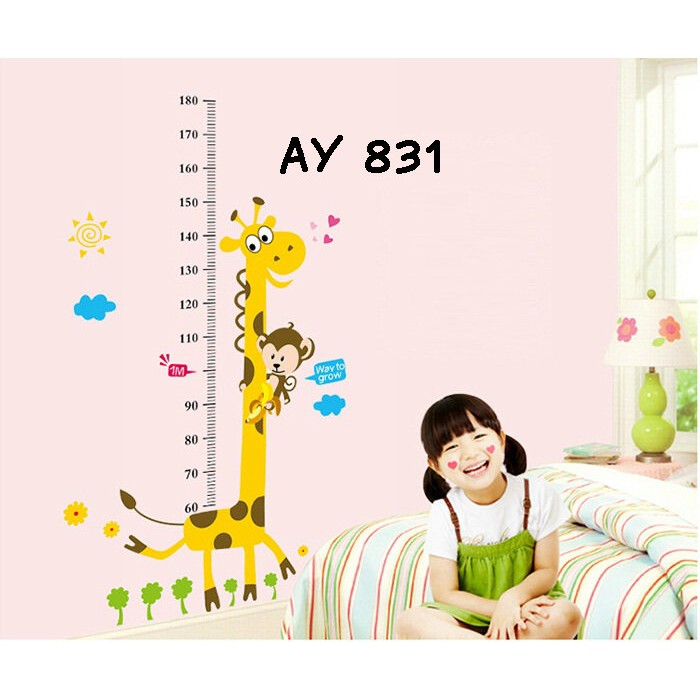 Wallsticker Uk.60x90 Ukur Tinggi Badan Jerapah Grow Up AY831