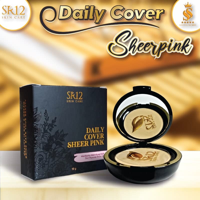 BEDAK PADAT SR12 DAILY COVER SHEER PINK / BERSPF 15 / TAHAN LAMA / MENUTUPI JERAWAT &amp; FLEK HITAM