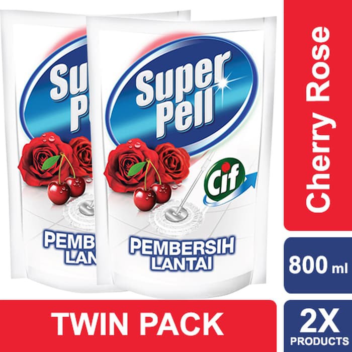 Super Pell Pembersih Lantai Merah Pouch 800 Ml Twin Pack Unilever