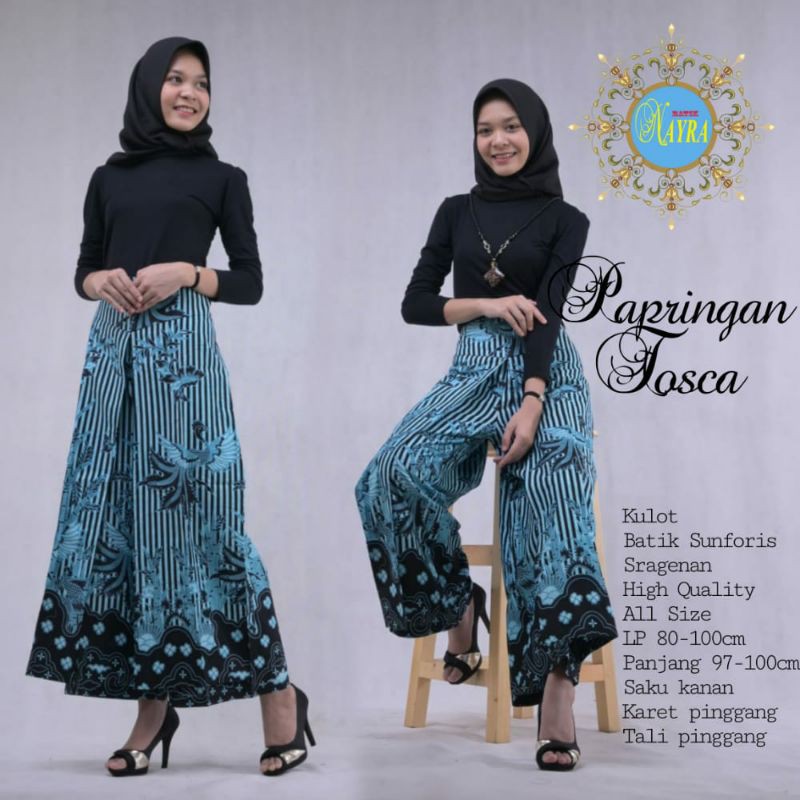 Kulot &amp; Rok Batik KULOT BATIK PAPRINGAN TOSCA