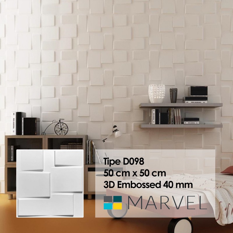Wall Panel 3D Dinding Ornamen Bahan PVC Bisa Dibersihkan Motif Timbul MINIMAL ORDER 6 PCS-D098 50x50cm