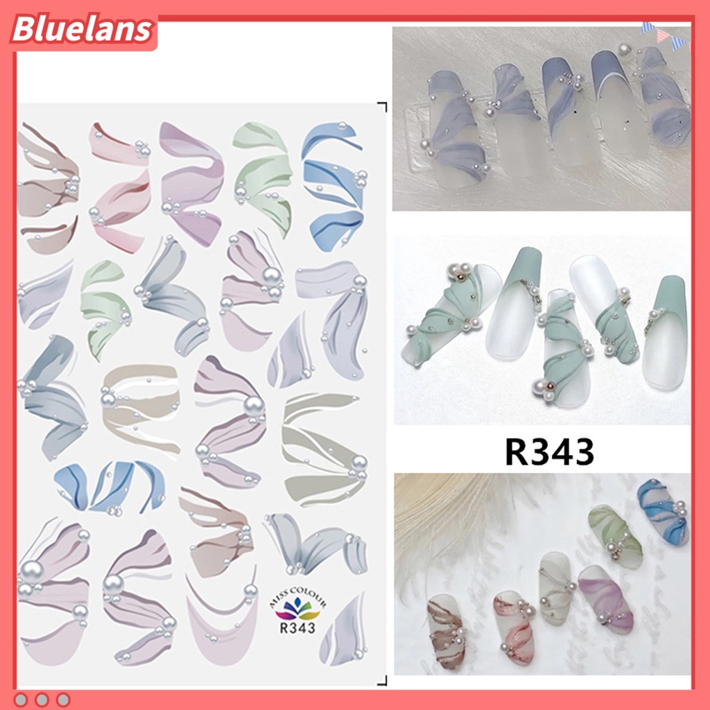 Bluelans 1 Lembar Stiker Kuku Motif Bunga Pita Bahan Kertas Untuk Wanita