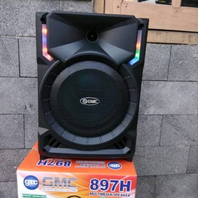 paket SPEAKER AKTIF portabel usb  GMC 897 H + MIC WIRELESS suara super MANTAP