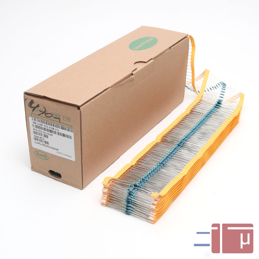 x10 Resistor 470R 470 Ohm 1/4W Metal Film 1% Taiwan Kaki Tembaga