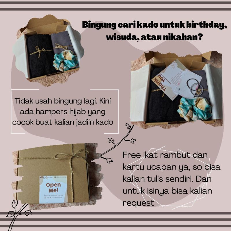 

Hampers Hijab/ Gift Box/Souvenir/Kado Ultah/Kado Wisuda