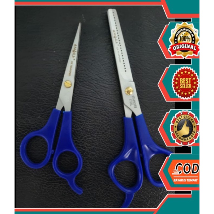 COD SET GUNTING POTONG & SASAK PENIPIS MERK AMARA UNTUK PANGKAS RAMBUT SALON BARBERSHOP
