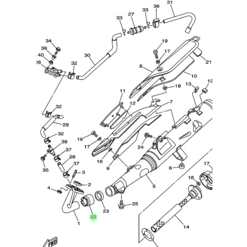 NUT MUFFLER MUR SAMBUNGAN KNALPOT TENGAH RX KING 2007 - 2008 ASLI ORI YAMAHA 3KA E4713 00