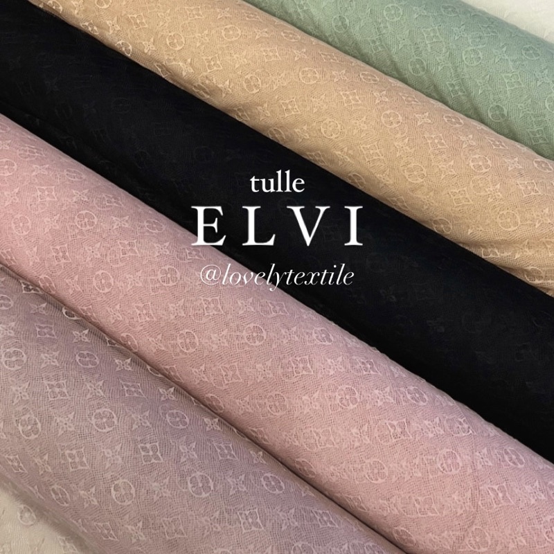 Kain Tile Dot ELVI Kain Kebaya Tulle Motif Bintang LV