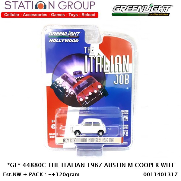 GREENLIGHT 4480C THE ITALIAN 1967 AUSTIN MINI COOPER S 1275 MK1 WHITE 1-64 - DIECAST